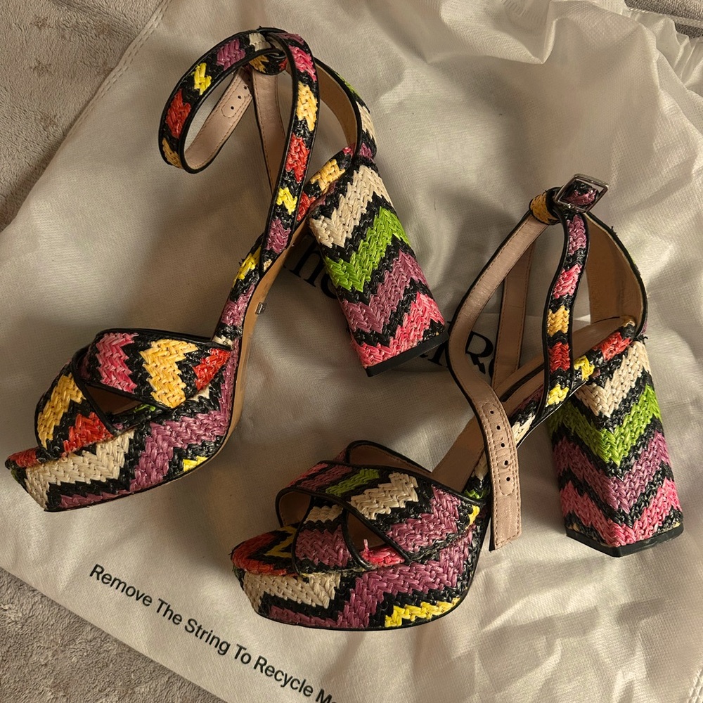 Colorful Raffia Topshop Platforms